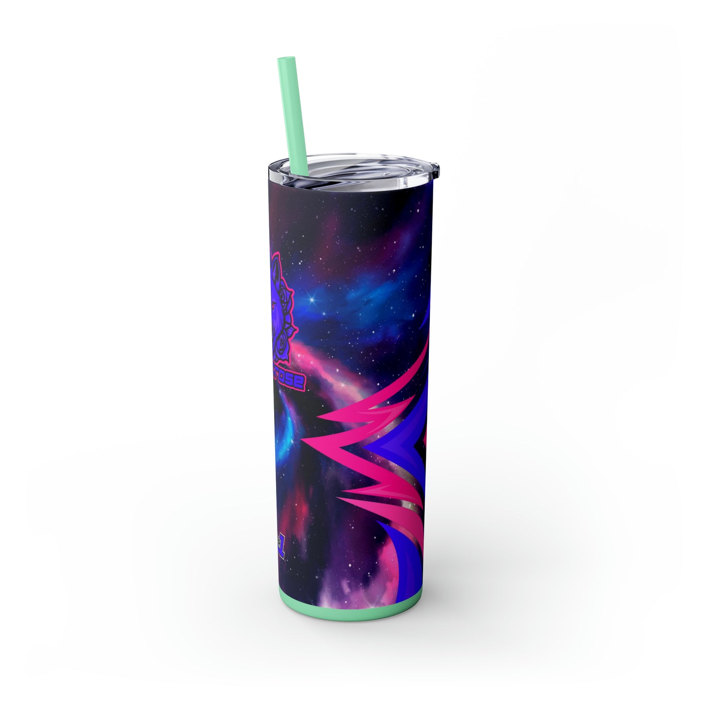 BadWolfRose Skinny Tumbler with Straw, 20oz