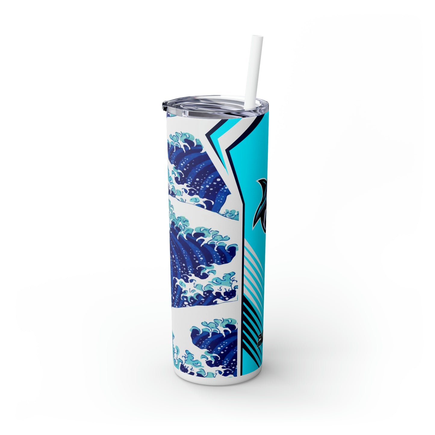 Casual Shark Skinny Tumbler with Straw, 20oz