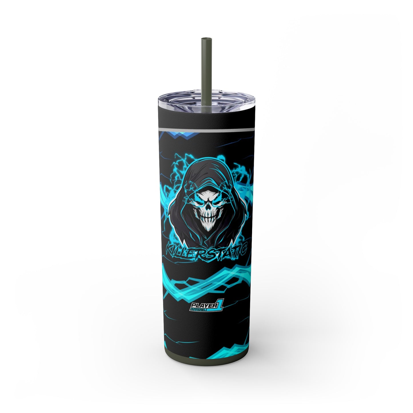 KillerStatic Skinny Tumbler with Straw, 20oz