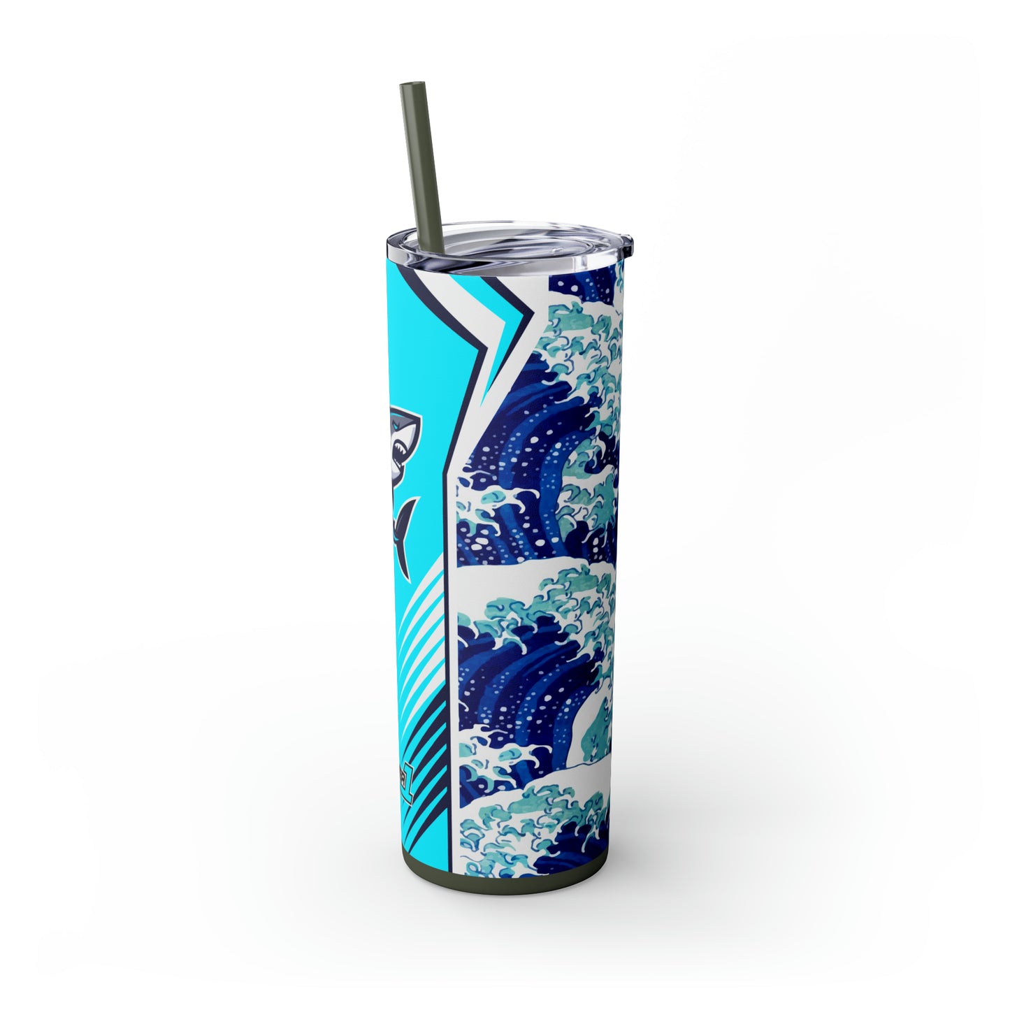 Casual Shark Skinny Tumbler with Straw, 20oz