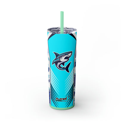 Casual Shark Skinny Tumbler with Straw, 20oz