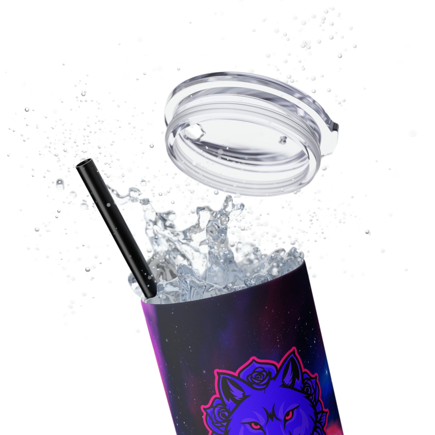 BadWolfRose Skinny Tumbler with Straw, 20oz