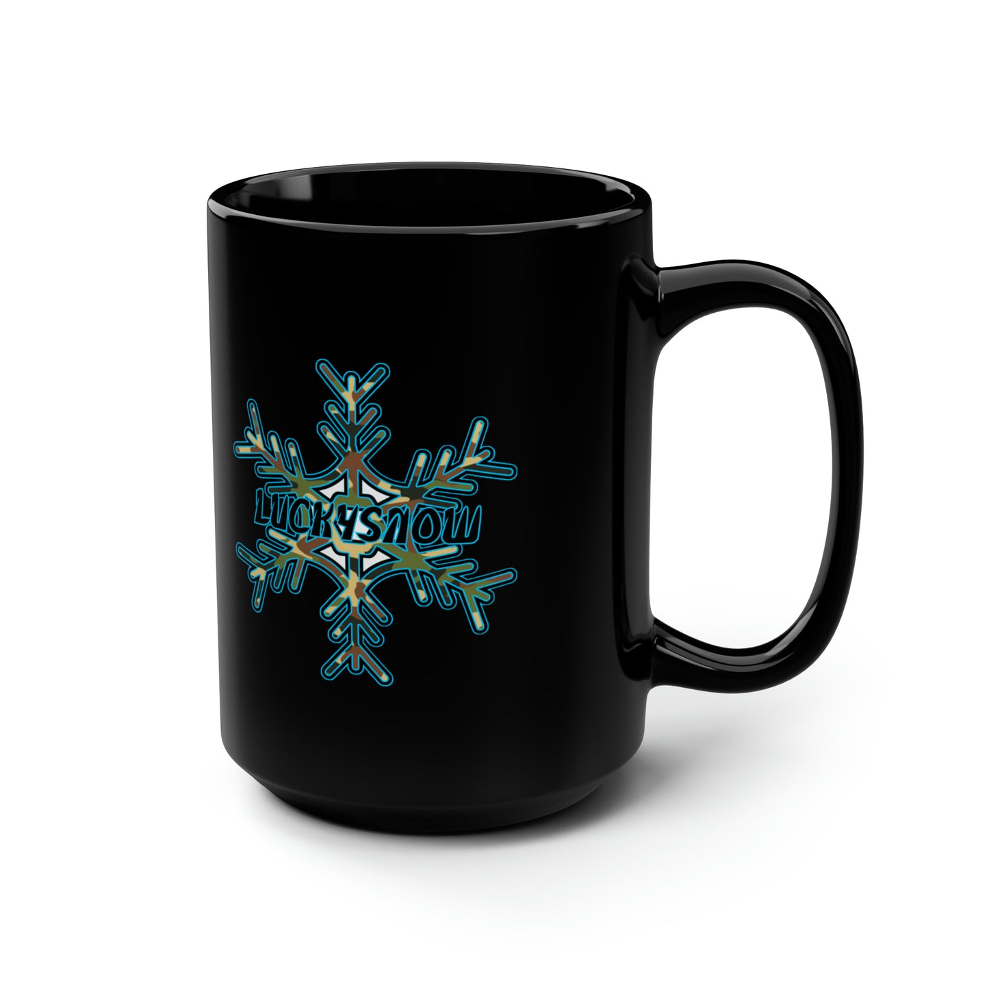 LuckySnow Black Mug, 15oz