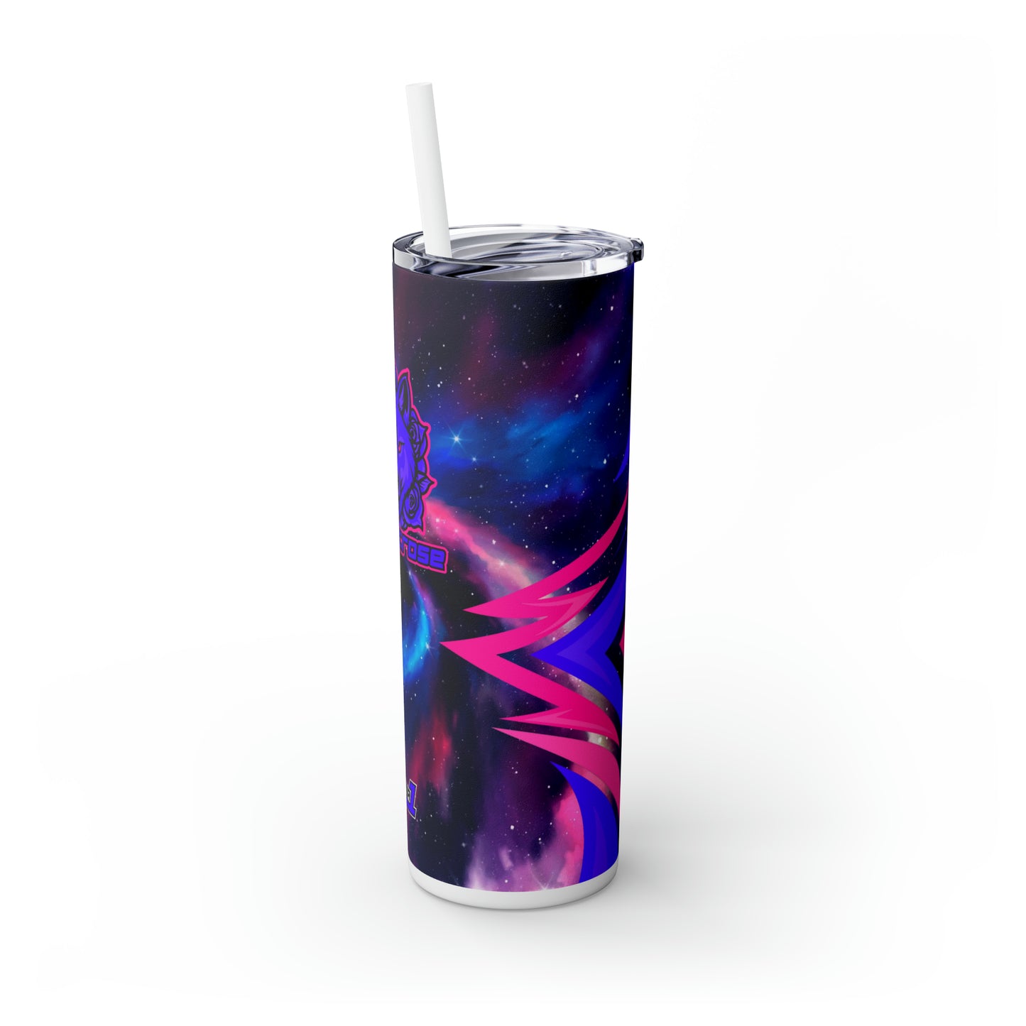 BadWolfRose Skinny Tumbler with Straw, 20oz