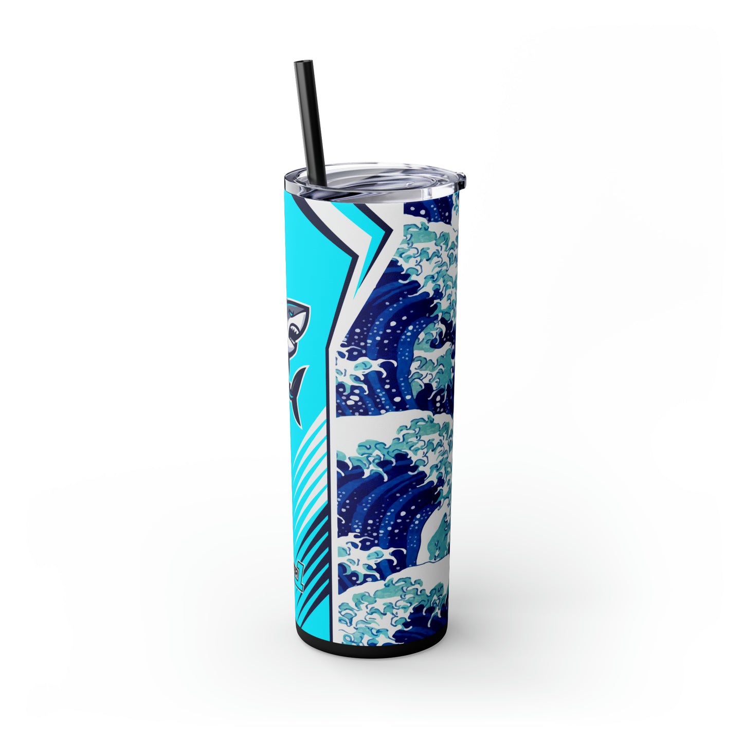 Casual Shark Skinny Tumbler with Straw, 20oz