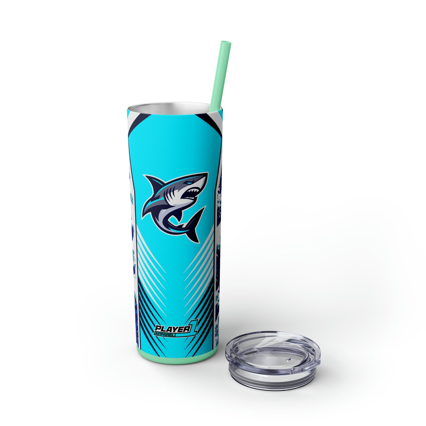 Casual Shark Skinny Tumbler with Straw, 20oz