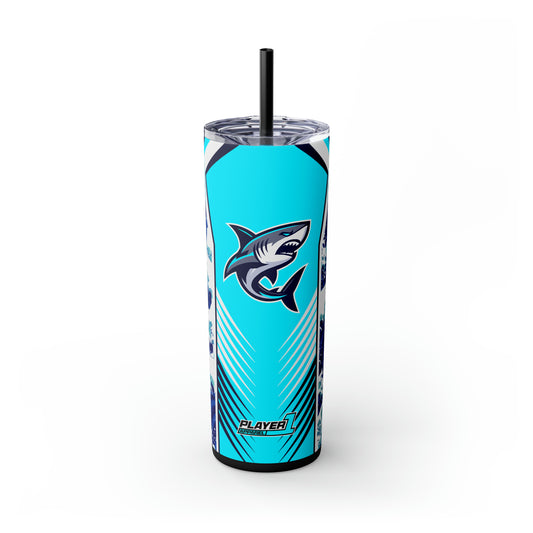 Casual Shark Skinny Tumbler with Straw, 20oz