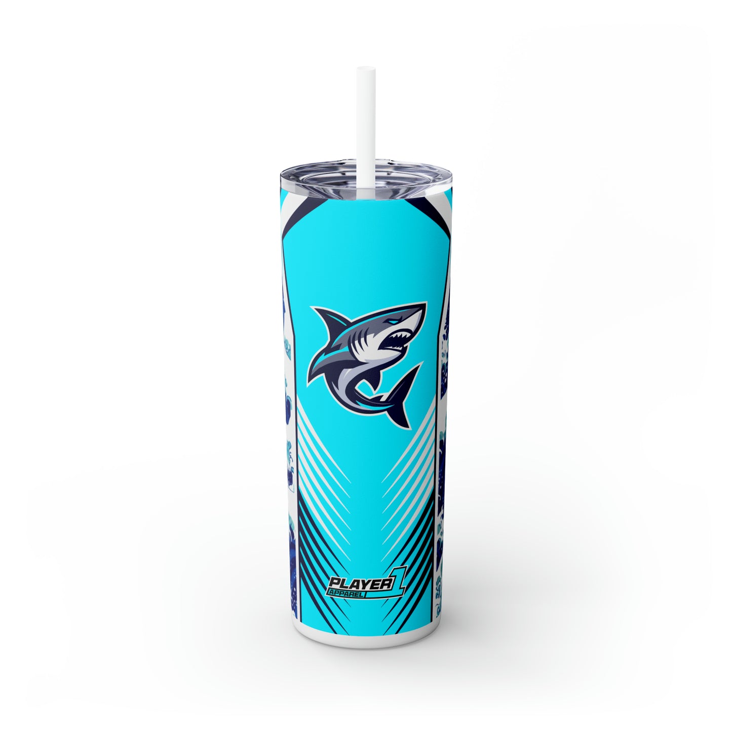 Casual Shark Skinny Tumbler with Straw, 20oz