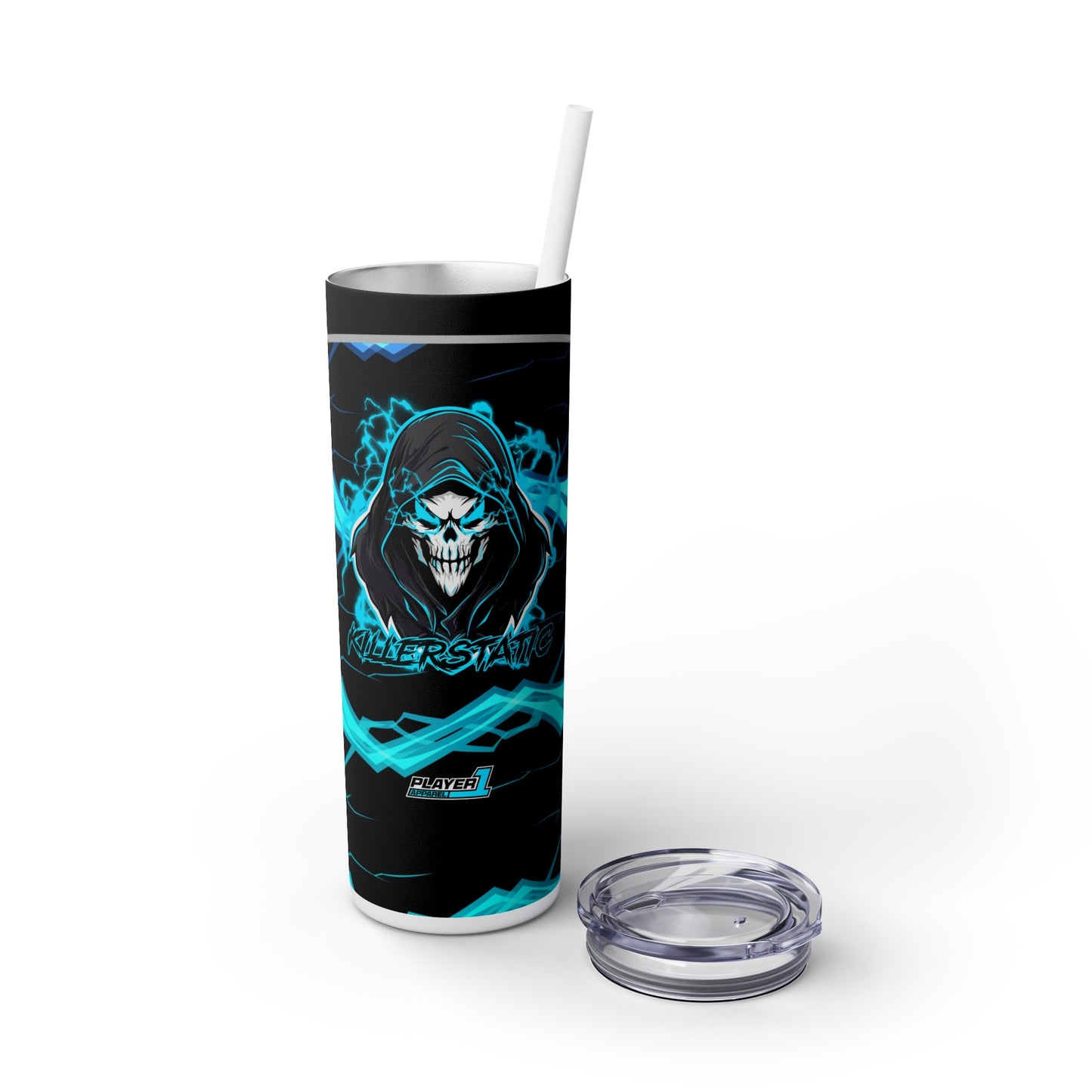 KillerStatic Skinny Tumbler with Straw, 20oz