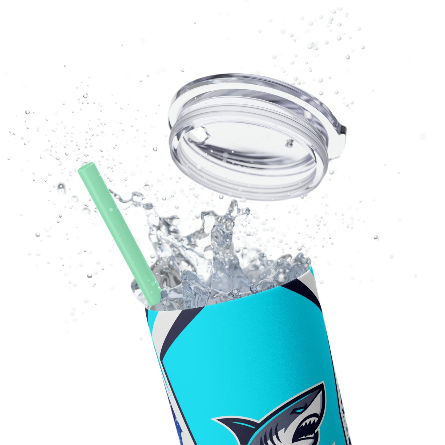 Casual Shark Skinny Tumbler with Straw, 20oz