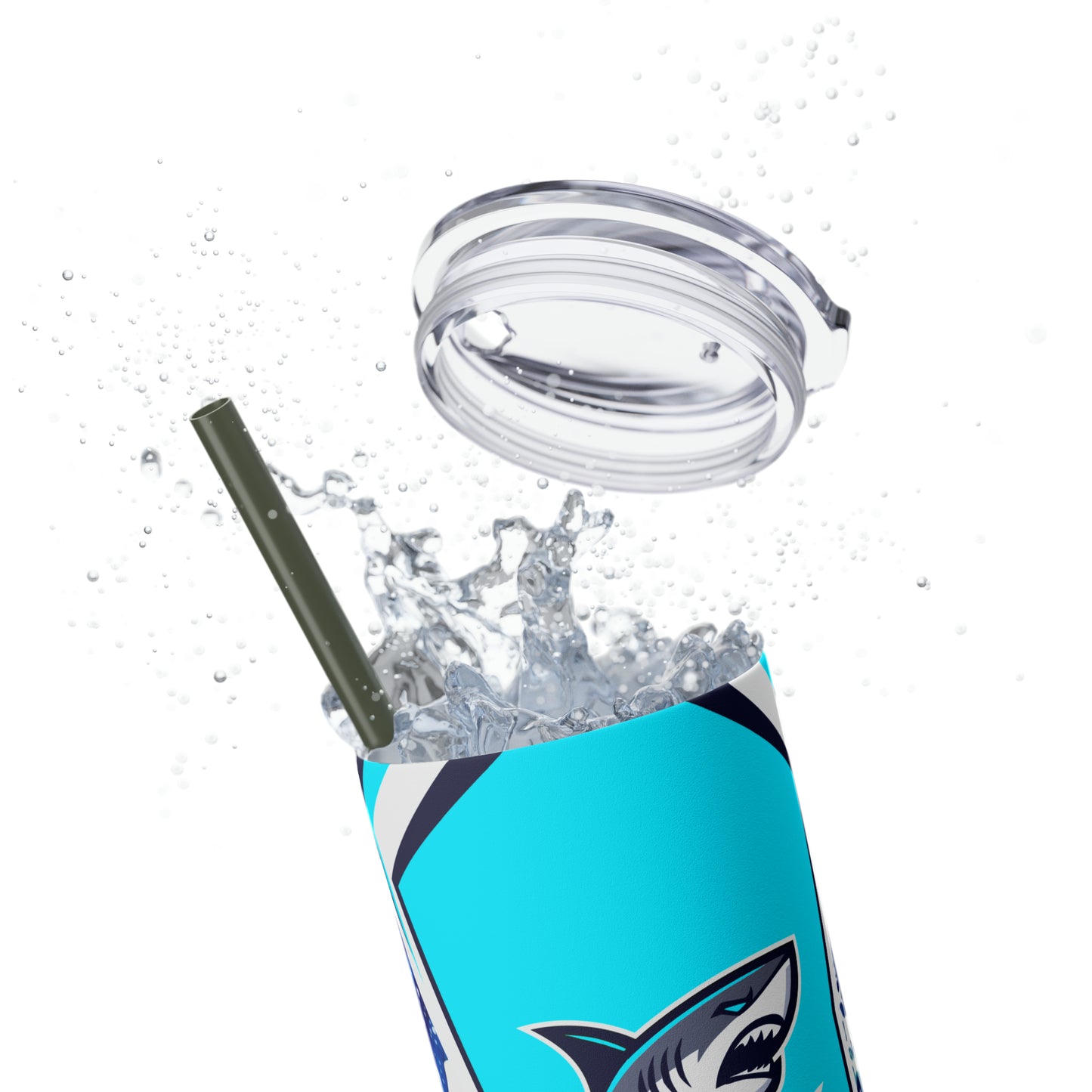 Casual Shark Skinny Tumbler with Straw, 20oz