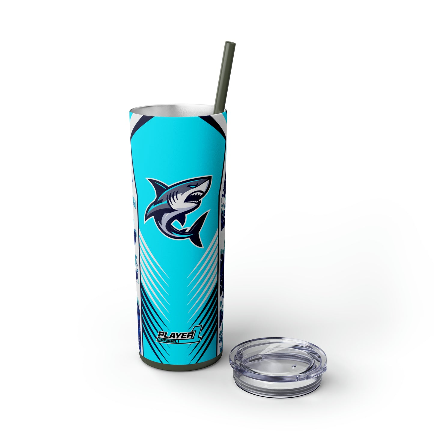 Casual Shark Skinny Tumbler with Straw, 20oz