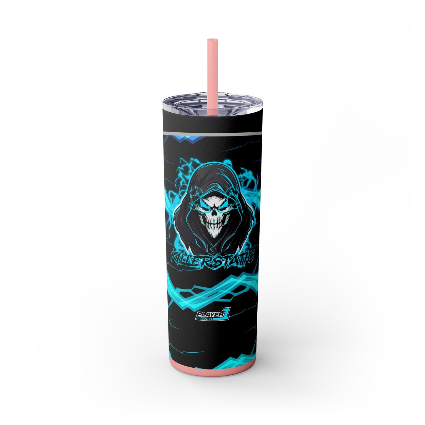 KillerStatic Skinny Tumbler with Straw, 20oz