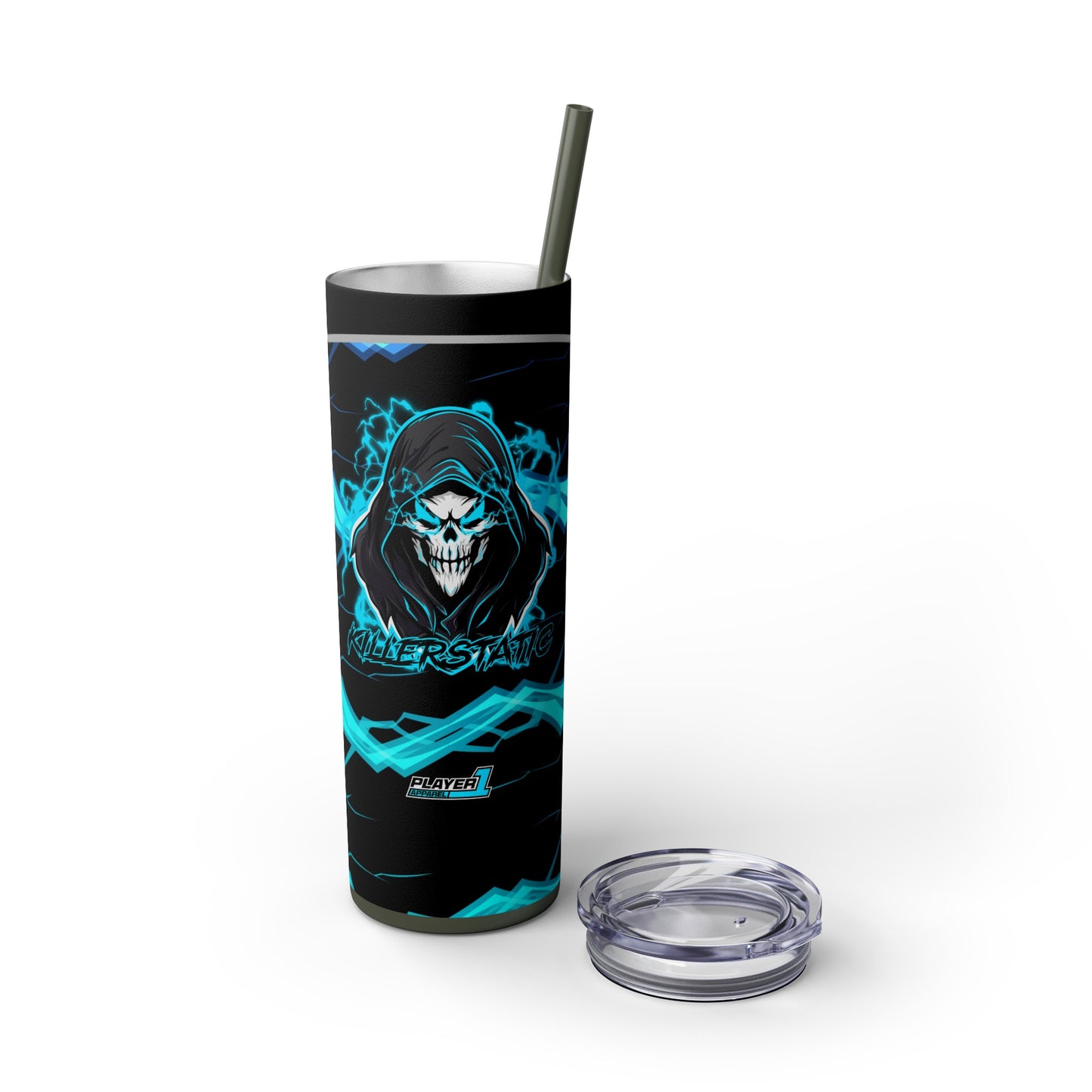 KillerStatic Skinny Tumbler with Straw, 20oz