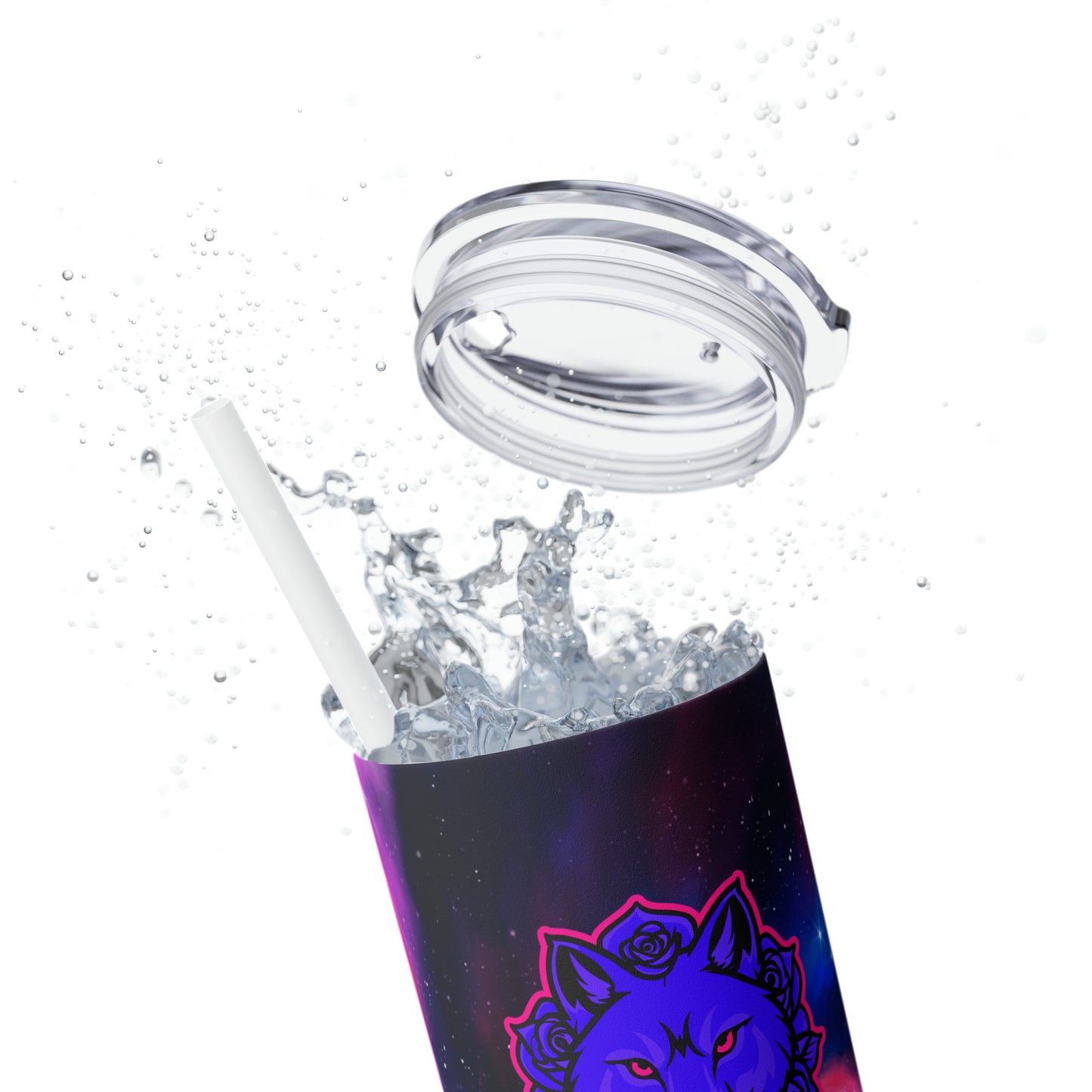 BadWolfRose Skinny Tumbler with Straw, 20oz