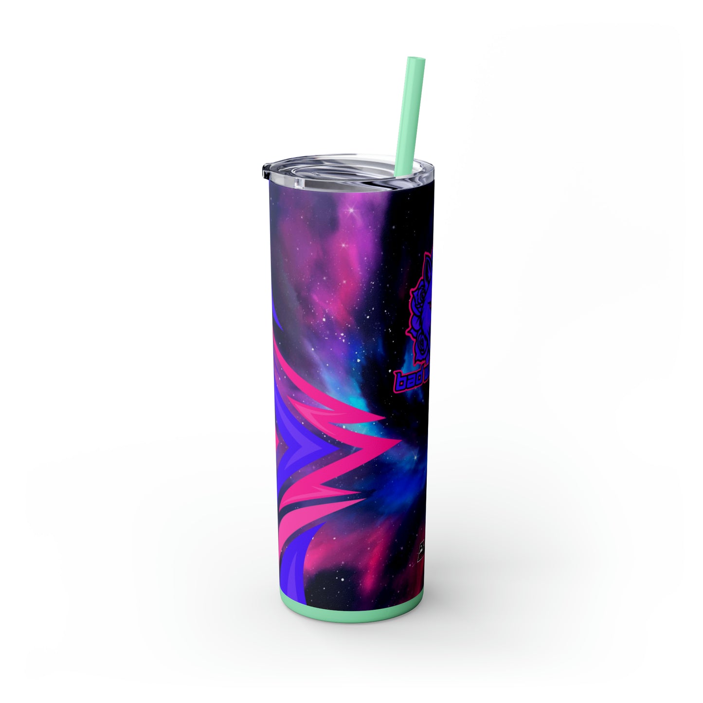 BadWolfRose Skinny Tumbler with Straw, 20oz