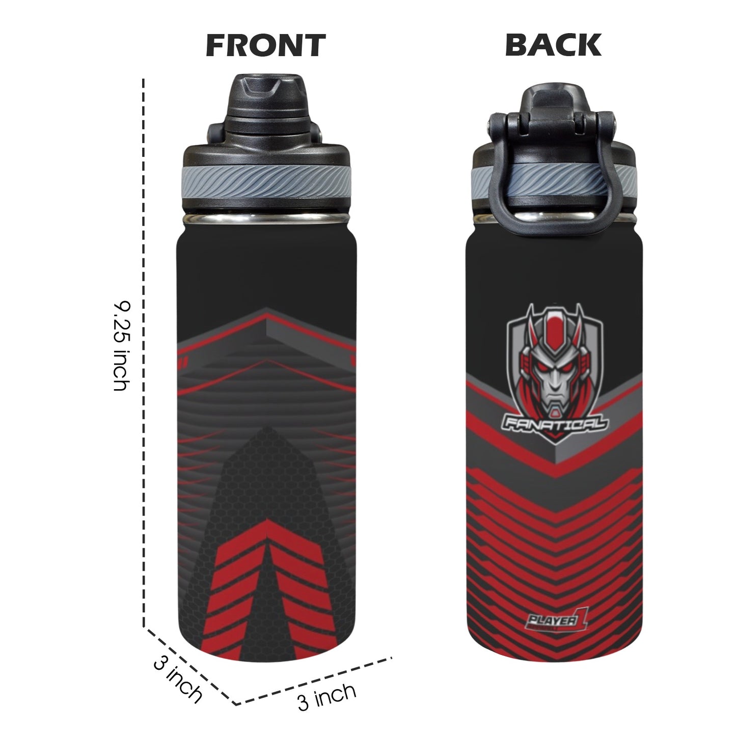 Fanatical Esports LVL Up Insulated Water Bottle with Dual-Use Lid (18oz)