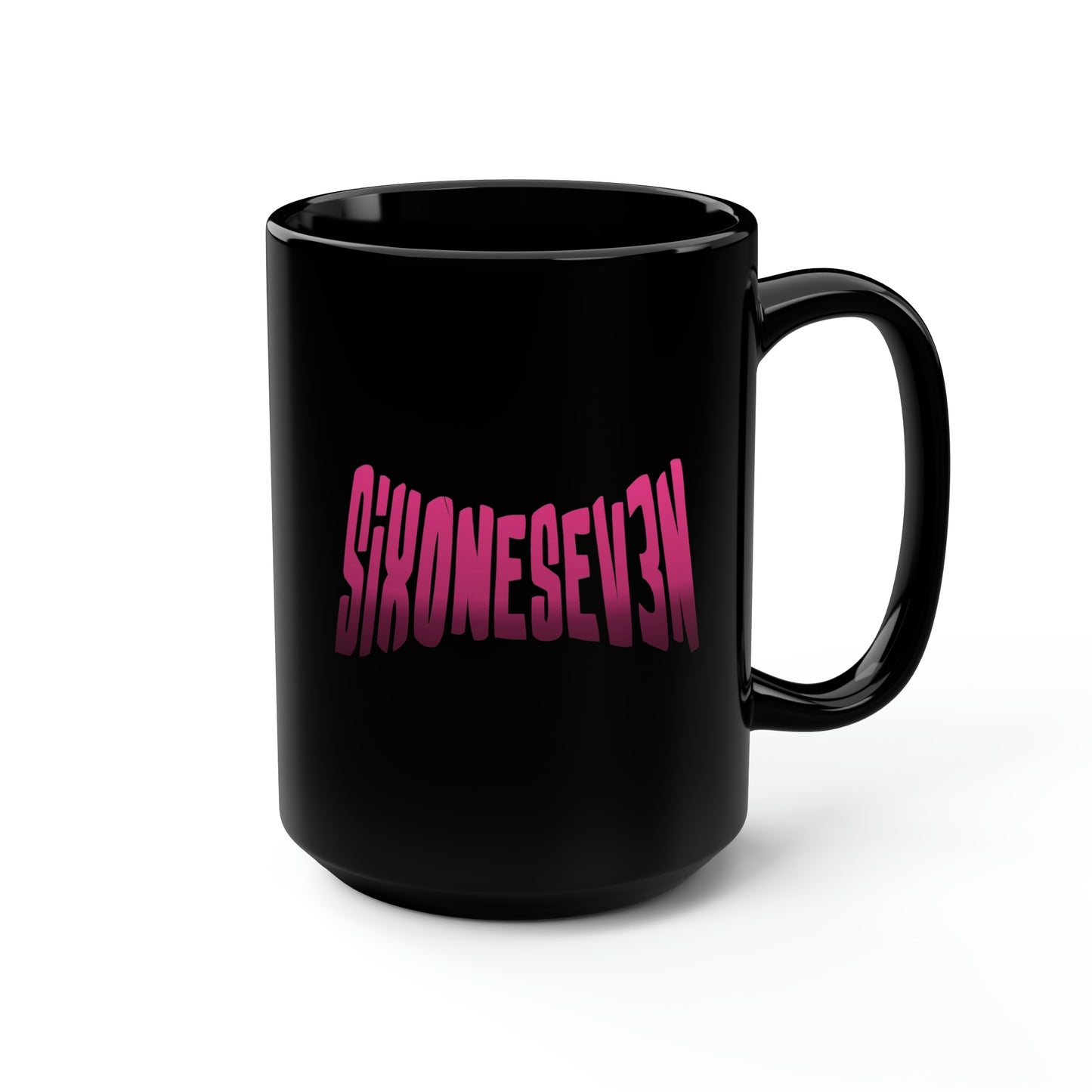 SixOneSev3n Text Black Mug, 15oz